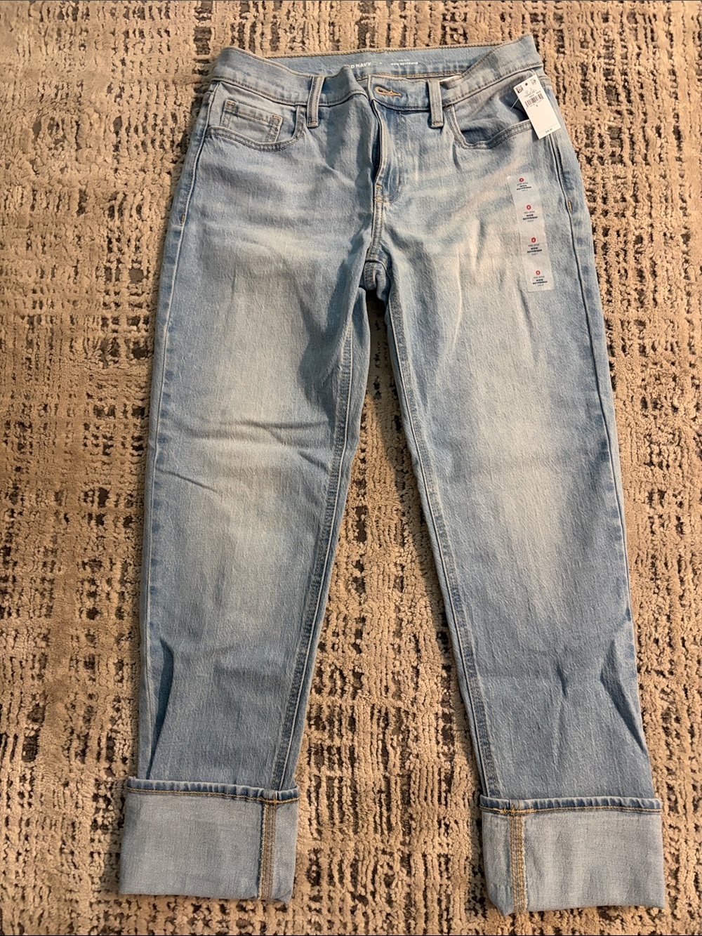 Old Navy Light Blue Boyfriend Jeans with Cuffed Hem